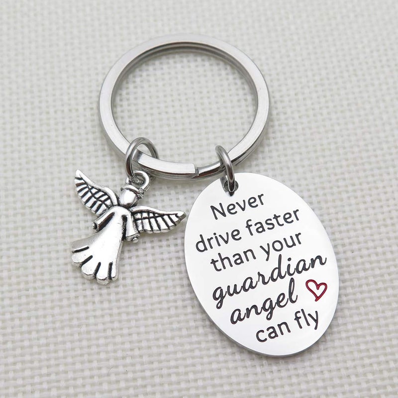 IDLAN Sweet 16 Gift Guardian Angel Keychain New Driver Keychain Never Drive Faster Than Your Guardian Angel Can Fly Daughter Niece Gift - Image 3